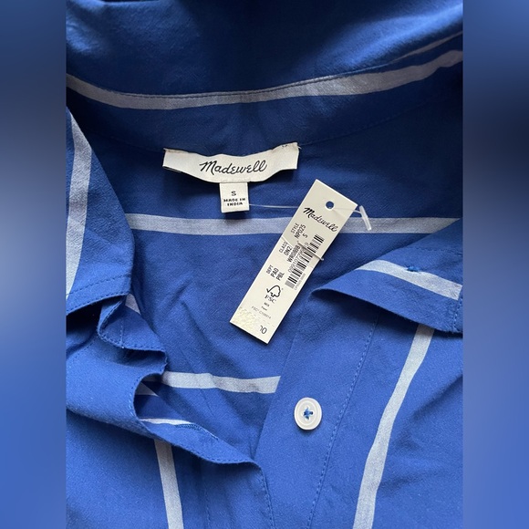 New Madewell Oversized Boxy Button Up Shirt in Signature Poplin Blue Small - Picture 12 of 15